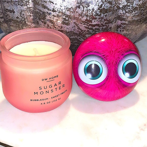 DW HOME CANDLE SUGAR MONSTER BUBBLE GUM SWEET FRUITS  GLASS 1 WICK NEW 4.5 MINI - Picture 1 of 6